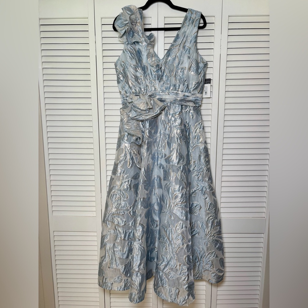 NWT Tahari ASL Floral Jacquard Metallic Midi/Maxi Dress 12 - Picture 8 of 12